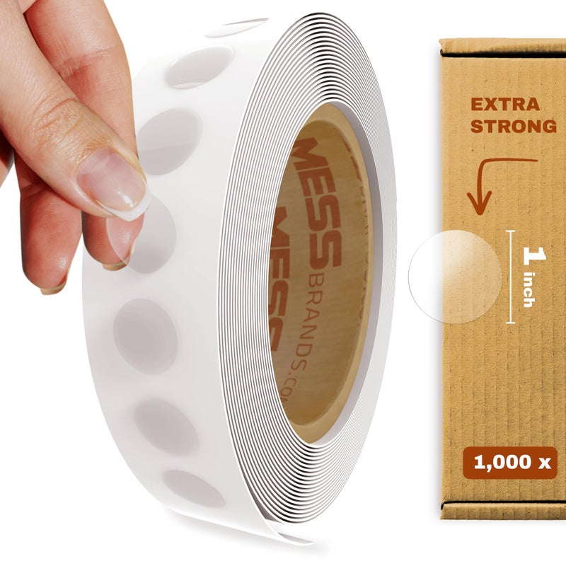 MESS Clear Round Labels (1,000/Roll, 1 Inch) â€“ Transparent Sealing Dots, Wafer Tab Seals, and Envelope Seal Stickers - Image 1